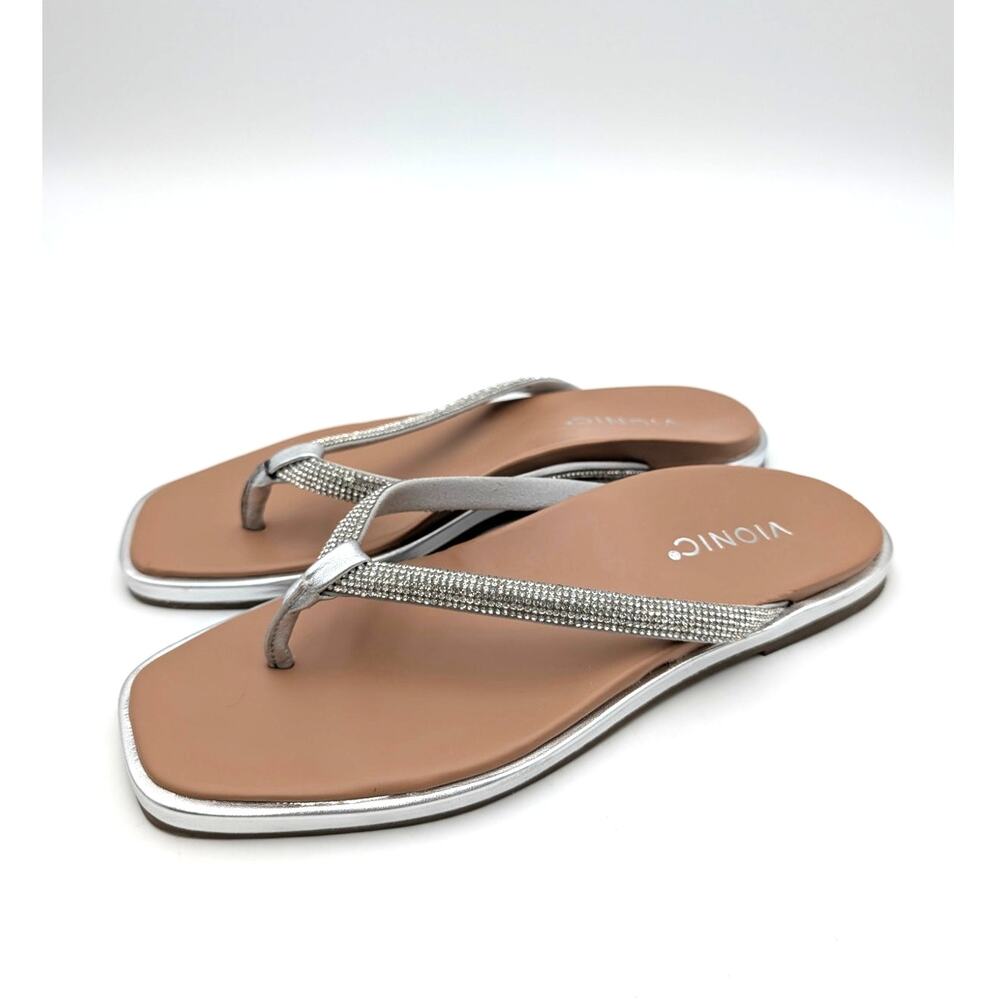 Vionic Vista Shine Flip Flop Sandals Open Toe Women's Silver Size US8 EU38.5
